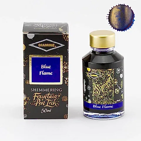 Diamine Ink Shimmering Mürekkep Blue Flame