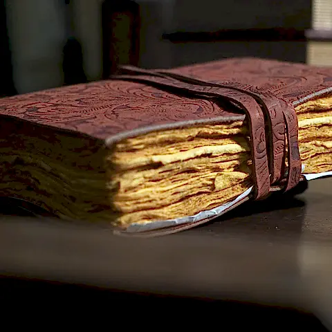 Floral Embossed Deri Defter Bordo