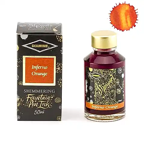 Diamine Ink Shimmering Mürekkep Inferno Orange