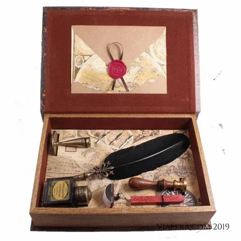 Mercator Mühür ve Tüylü Kalem Seti Siyah