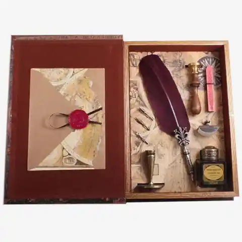 Mercator Mühür ve Tüylü Kalem Seti Mürdüm