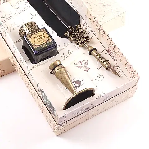 Tüylü Divit Kalem Seti 01/A Siyah